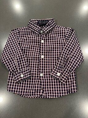Toddler Plaid Button-Down Shirt in Navy & Red